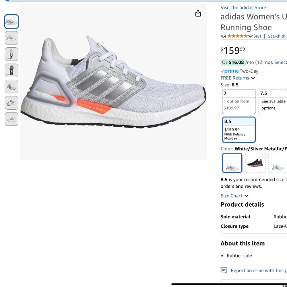 Women’s Adidas Ultraboost Running Shoes 8.5